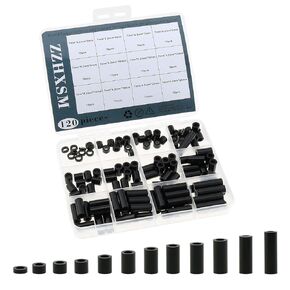 120PCS Round Spacer Kit Black ABS Straight Through Barrier Kit Unthreaded Spacer Suitable for Plank Wall Tile Wall Sandblasted and Coved Wall