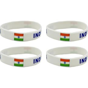4 Pcs India Indians Country Flag Rubber Bracelets, National Flag Silicone Bracelet, Rubber Wristbands Patriotic Decorations Gift