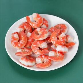 10 Pcs Artificial Shrimp Lifelike Cooked Shrimp Fake Peeled Shrimps Model for Market Display Photo Props