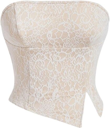 Floerns Women's Floral Print Sleeveless Split Hem Crop Tube Top in Saudi Arabia