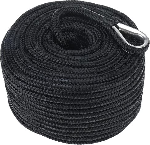 Amarine Made Anchor Rope Double Braided Nylon Boat Anchor Line with Rust-Proof Stainless Steel Pre-Spliced Thimble and Plastic Chuck (3/8" X 300') in Saudi Arabia