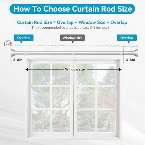 Silver Curtain Rods for Windows 28 to 60 Inch - 5/8" Black Metal Heavy Duty - Decorative Window Small Curtains Rod with Brackets for Kitchen, Bathroom, Sliding Cafe Drapery Rods Door in Kuwait