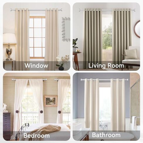 Silver Curtain Rods for Windows 28 to 60 Inch - 5/8" Black Metal Heavy Duty - Decorative Window Small Curtains Rod with Brackets for Kitchen, Bathroom, Sliding Cafe Drapery Rods Door in Kuwait