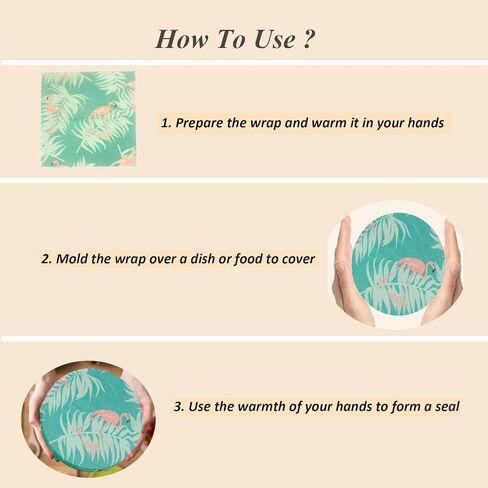 Reusable Beeswax Food Storage Wraps, 4 Pack Sustainable Beeswax Wraps Organic Cotton Wrapper for Food, MIATTCLD Beeswax Bread Bags Plastic-Free Fresh Food Keeper for Homemade Bread, Sandwich, Fruit in Kuwait