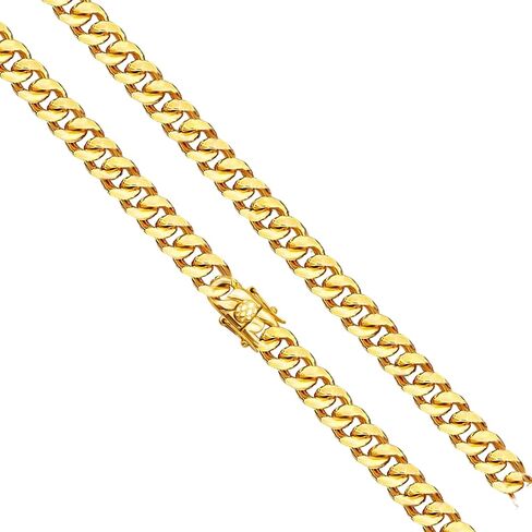 Men Chunky Miami Cuban Link Chain Necklace 18k Gold Stainless Steel Durable Jewelry for Men Boys Teens in Saudi Arabia