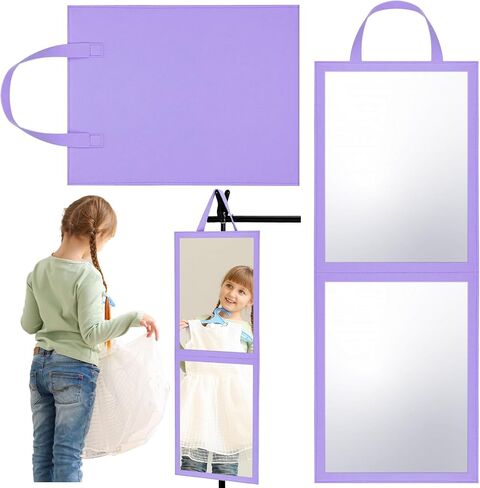 Foldable Backstage Mirror with Handle 33.5 x 13.4 Inch Large Folding Mirror Rectangular Hanging Mirror for Dance Bag Dancers Artists Aestheticians Home Spa Events (Black) in Saudi Arabia