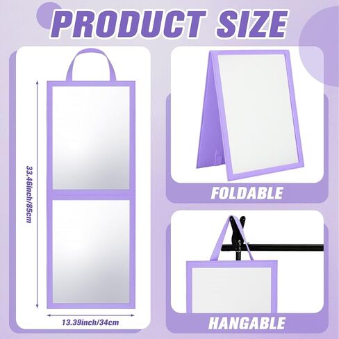 Foldable Backstage Mirror with Handle 33.5 x 13.4 Inch Large Folding Mirror Rectangular Hanging Mirror for Dance Bag Dancers Artists Aestheticians Home Spa Events (Black) in Saudi Arabia