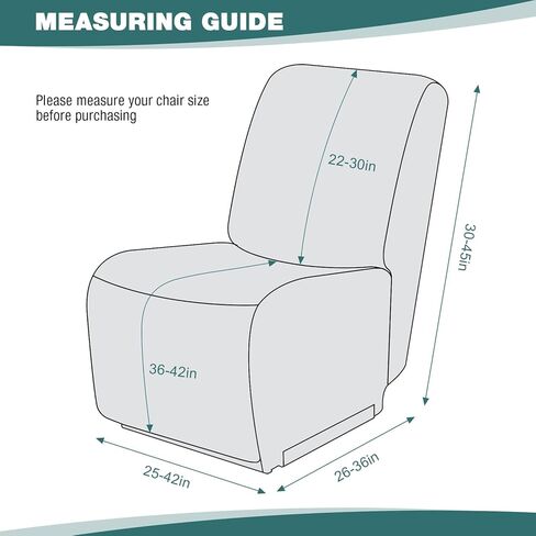 1-Piece Reclining Armless Chair Cover for Oversized Sectional L Shape Recliner Sofa Stretch Recliner Cover Jacquard Extra Wide Recliner Seat Cover Washable (XL Armless Chair Cover, Dark Gray) in Saudi Arabia