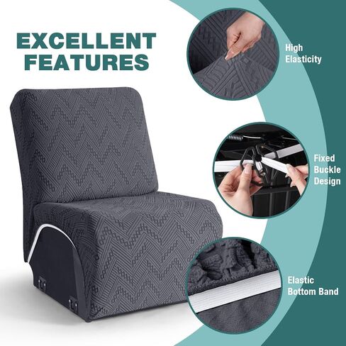 1-Piece Reclining Armless Chair Cover for Oversized Sectional L Shape Recliner Sofa Stretch Recliner Cover Jacquard Extra Wide Recliner Seat Cover Washable (XL Armless Chair Cover, Dark Gray) in Saudi Arabia
