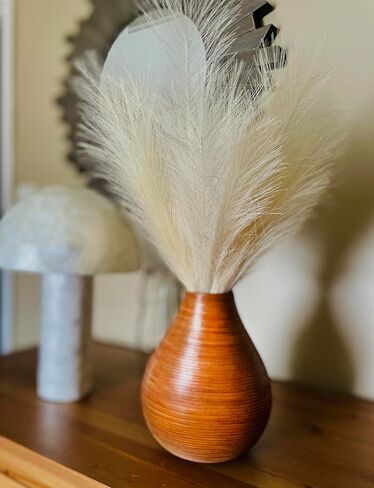 r.HOME 6-Pcs 24 in / 61 cm Faux Pampas Grass, 17 in / 43 cm Plume, Tall Fluffy, Silk Artificial No-Shedding for Farmhouse Boho Modern Organic Home Wedding Decor (Natural/Beige) in Saudi Arabia