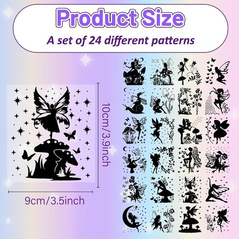 CREATCABIN 24Pcs Fairy Angel Silhouettes Mason Jar Decor Butterfly Star Laser Cut Cardboard Scrapbook Cutouts Die Cuts PVC for Crafting Lantern Jars Wall Painting Window Glass 3.9x3.5Inch-No Sticker in Saudi Arabia