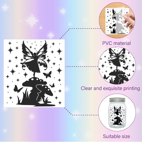 CREATCABIN 24Pcs Fairy Angel Silhouettes Mason Jar Decor Butterfly Star Laser Cut Cardboard Scrapbook Cutouts Die Cuts PVC for Crafting Lantern Jars Wall Painting Window Glass 3.9x3.5Inch-No Sticker in Saudi Arabia