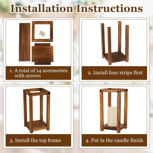 24 Pcs Wooden Candle Lantern Set Include 12 Wedding Centerpieces for Tables Wooden Lantern Centerpiece 12 Flameless Decorative LED Candles for Rustic Wedding Farmhouse Country, 6in 9in 12in in Saudi Arabia