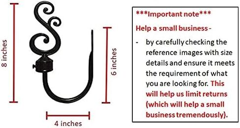 حوامل ستائر للجدار (يمكن أن تُعرف أيضًا باسم خطافات ستائر الحائط أو حوامل الستائر أو خطافات ربط الستائر أو خطافات الستائر للستائر أو ستائر الستائر) (مجموعة من 4 (زوجين) أسود) in Kuwait