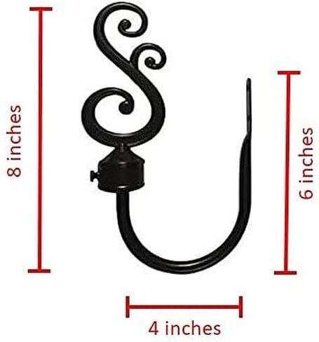 حوامل ستائر للجدار (يمكن أن تُعرف أيضًا باسم خطافات ستائر الحائط أو حوامل الستائر أو خطافات ربط الستائر أو خطافات الستائر للستائر أو ستائر الستائر) (مجموعة من 4 (زوجين) أسود) in Kuwait