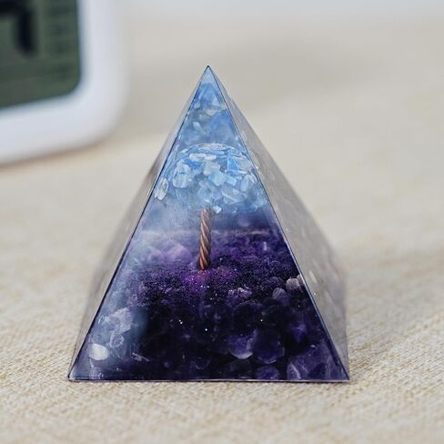 Orgone Pyramid Flower of Life Orgonite - Money Healing Crystal Pyramid That Works with Tiger Eye and Luck Amethyst to Bring Positive Energy and Promote Wealth, Prosperity and Success in Saudi Arabia