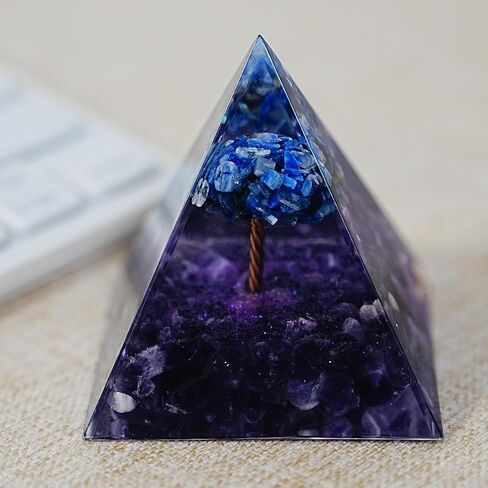 Orgone Pyramid Flower of Life Orgonite - Money Healing Crystal Pyramid That Works with Tiger Eye and Luck Amethyst to Bring Positive Energy and Promote Wealth, Prosperity and Success in Saudi Arabia