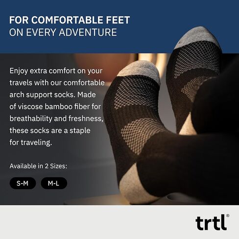 جوارب trtl Bamboo - مصنوعة من ألياف الخيزران - جوارب دعم قوس واسعة للغاية - طول منتصف الساق، جوارب سوداء - زوجان in Kuwait