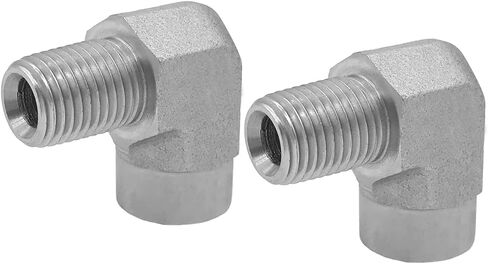 (2-PACK) 5502-08-08 تركيب المحول الهيدروليكي 1/2 "-14NPTF ذكر × 1/2"-14NPTF أنثى 90 درجة وصلات الأنابيب الكوع الكربون الصلب in Kuwait
