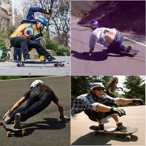 Standard Longboard Downhill Slide Gloves Skate Gloves with 2 Set Replaceable Slider Puck Set - Yellow in Kuwait