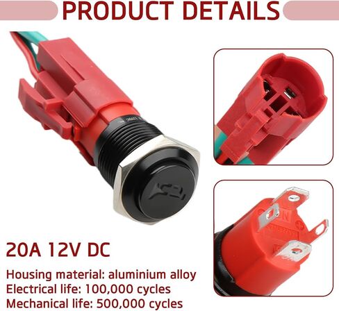 DC 12V Momentary Horn Button Switch, Blue LED Light 16mm/0.63" Hole Size, Heavy Duty Waterproof Horn Button with Pre-Wiring Fit for Automotive Car Marine Boat Air Train in Saudi Arabia