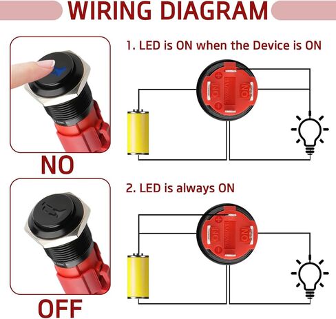 DC 12V Momentary Horn Button Switch, Blue LED Light 16mm/0.63" Hole Size, Heavy Duty Waterproof Horn Button with Pre-Wiring Fit for Automotive Car Marine Boat Air Train in Saudi Arabia