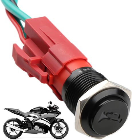 DC 12V Momentary Horn Button Switch, Blue LED Light 16mm/0.63" Hole Size, Heavy Duty Waterproof Horn Button with Pre-Wiring Fit for Automotive Car Marine Boat Air Train in Saudi Arabia