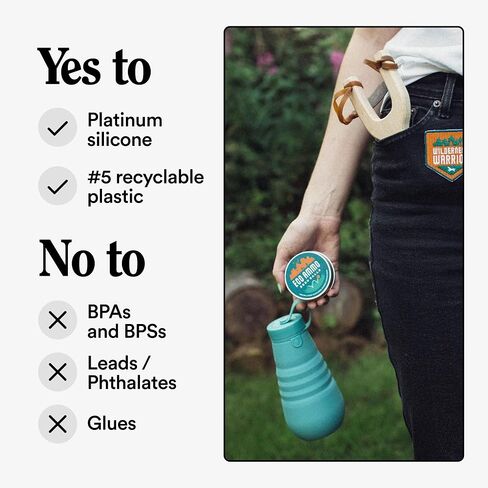 STOJO Collapsible Water Bottle – Eucalyptus Teal, 20oz / 592ml - Leak-Proof Reusable Silicone Travel Cup for Hot & Cold Drinks - Microwave & Dishwasher Safe in Saudi Arabia