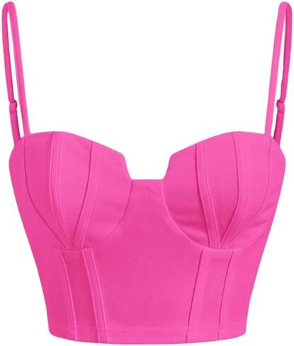 Verdusa Women's Spaghetti Strap Sleeveless Bustier Tops Solid Slim Fitted Crop Cami Top in Saudi Arabia