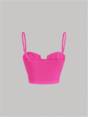 Verdusa Women's Spaghetti Strap Sleeveless Bustier Tops Solid Slim Fitted Crop Cami Top in Saudi Arabia