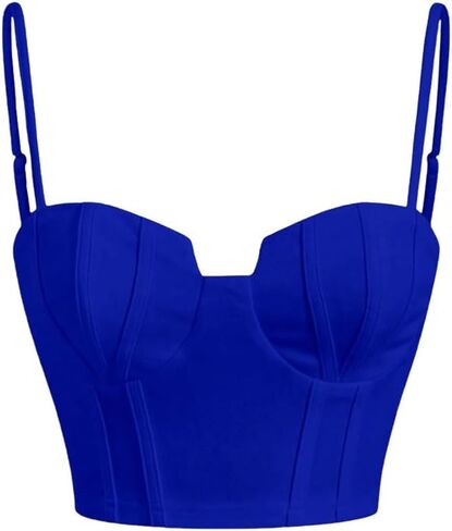 Verdusa Women's Spaghetti Strap Sleeveless Bustier Tops Solid Slim Fitted Crop Cami Top in Saudi Arabia