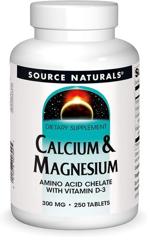 Source Naturals Calcium & Magnesium, Amino Acid Chelate with Vitamin D-3, 300 MG - 100 Tablets in Saudi Arabia