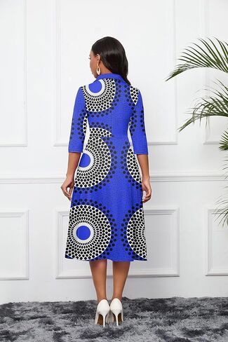 فستان نسائي من FANDEE بأكمام 3/4 وفتحة رقبة على شكل V وحفلات الكوكتيل فستان متوسط ​​الطول بخصر عالٍ 2024 فستان رسمي مع جيب in Kuwait