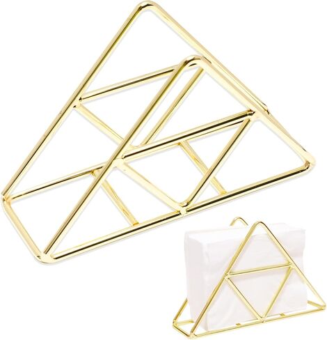 حامل مناديل للطاولة، منظم موزع مناديل ذهبي معدني مثلث الشكل مناسب لغرفة الطعام والمقهى وديكورات الفنادق in Kuwait