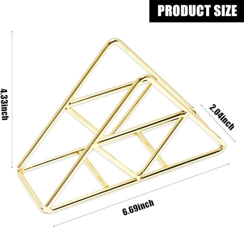 حامل مناديل للطاولة، منظم موزع مناديل ذهبي معدني مثلث الشكل مناسب لغرفة الطعام والمقهى وديكورات الفنادق in Kuwait