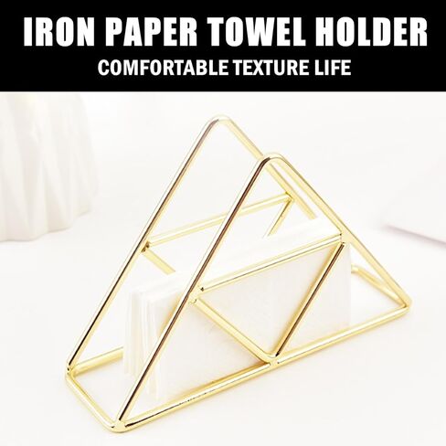 حامل مناديل للطاولة، منظم موزع مناديل ذهبي معدني مثلث الشكل مناسب لغرفة الطعام والمقهى وديكورات الفنادق in Kuwait