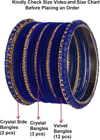 هدايا Efulgenz Rakhi للأخت الهندية مجموعة أساور حجر الراين تشيكوسلوفاكيا كريستال الإسورة فو اللؤلؤ المعادن أساور سوار مجوهرات للنساء (34 قطعة) Raksha Bandhan هدية لBhabhi in Saudi Arabia