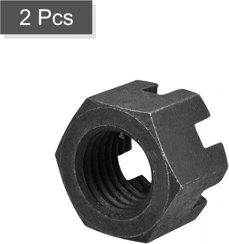 uxcell M24x3mm Hexagon Slotted Nut, Grade 4.8 Carbon Steel Hex Castle Nuts, Black, 2Pcs in Saudi Arabia