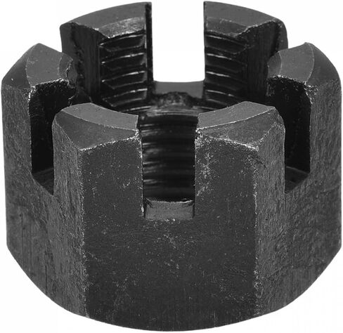 uxcell M24x3mm Hexagon Slotted Nut, Grade 4.8 Carbon Steel Hex Castle Nuts, Black, 2Pcs in Saudi Arabia
