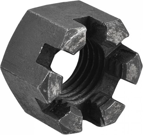 uxcell M24x3mm Hexagon Slotted Nut, Grade 4.8 Carbon Steel Hex Castle Nuts, Black, 2Pcs in Saudi Arabia