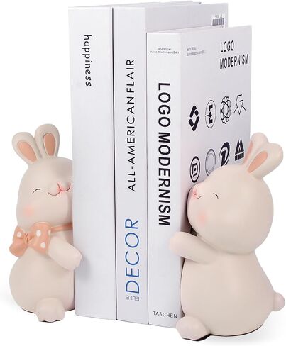 Cute Rabbit Bookends,Decorative Bookends, Cute Bookends,Book Ends for Shelves,Book Ends for Kids Rooms, Kids Bookends can accommodate 1 to 4 Books(Pink) in Saudi Arabia