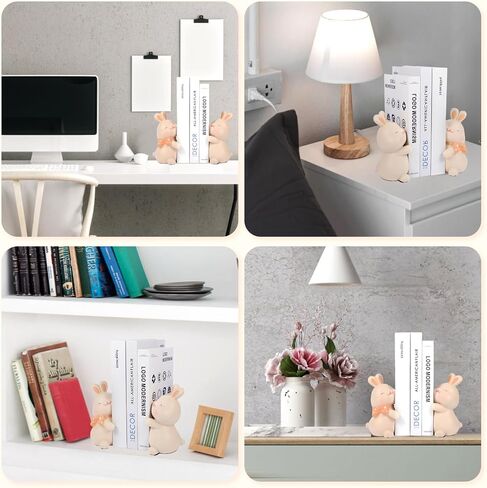Cute Rabbit Bookends,Decorative Bookends, Cute Bookends,Book Ends for Shelves,Book Ends for Kids Rooms, Kids Bookends can accommodate 1 to 4 Books(Pink) in Saudi Arabia
