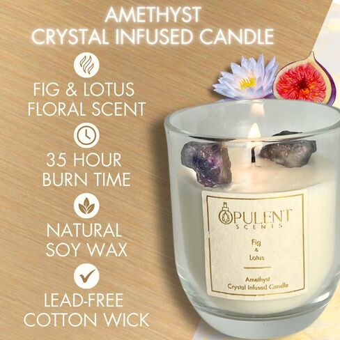 Crystal Scented Candle & Diffuser Set with Obsidian | Amber & Vanilla Aroma by Opulent Scents | 100% Natural Soy Wax & Oil | Gifts for Home Healing & Protection in Saudi Arabia