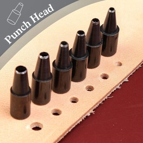 Adjustable Screw Hole Punch Automatic Hole Punch Tool with Wooden Handle Bookbinding Tool leather Hole Punch with 6 Tips Size 1.5mm/2mm/2.5mm/3mm/3.5mm/4mm in Kuwait