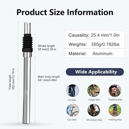 مقعد الدراجة آخر Φ25.4mm x 350mm سبائك الألومنيوم امتصاص الصدمات المطبات مقعد دراجة آخر لدراجة الطريق MTB BMX in Kuwait