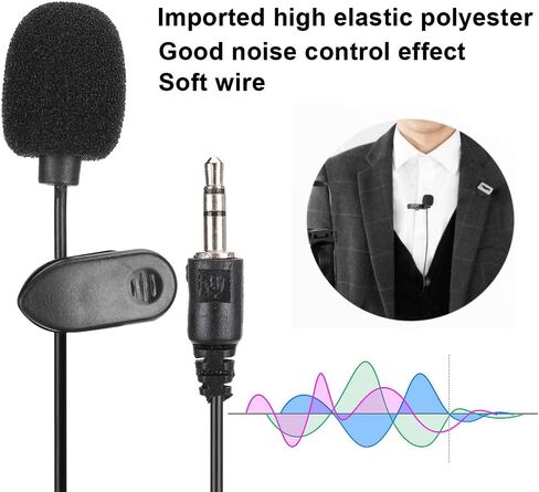 ASHATA Wired Clip Microphone Anti Noise Audio Mic Interviewing Black 5Pcs Mini Mic Reporter for Teacher in Saudi Arabia