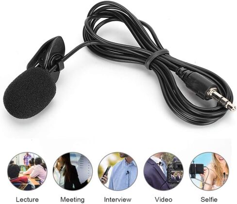 ASHATA Wired Clip Microphone Anti Noise Audio Mic Interviewing Black 5Pcs Mini Mic Reporter for Teacher in Saudi Arabia