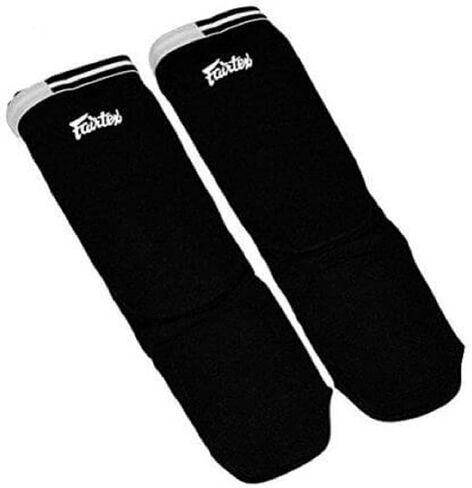 Fairtex SPE1 Kickboxing MMA Muay Thai Padded Elastic Training Sparring Shin Pads One Size Fits All in Saudi Arabia