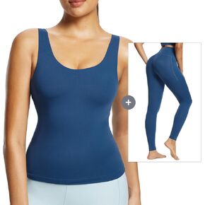 BALEAF Freeleaf Collection-Women's Longline Sports Bra, Molded Cup Workout Tank Yoga Tops, 27" Inseam Yoga Leggings with Pockets for Women