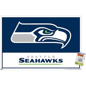 Trends International NFL Seattle Seahawks - Logo 21 Wall Poster, 22.37" x 34.00", Poster & Push Pin Bundle